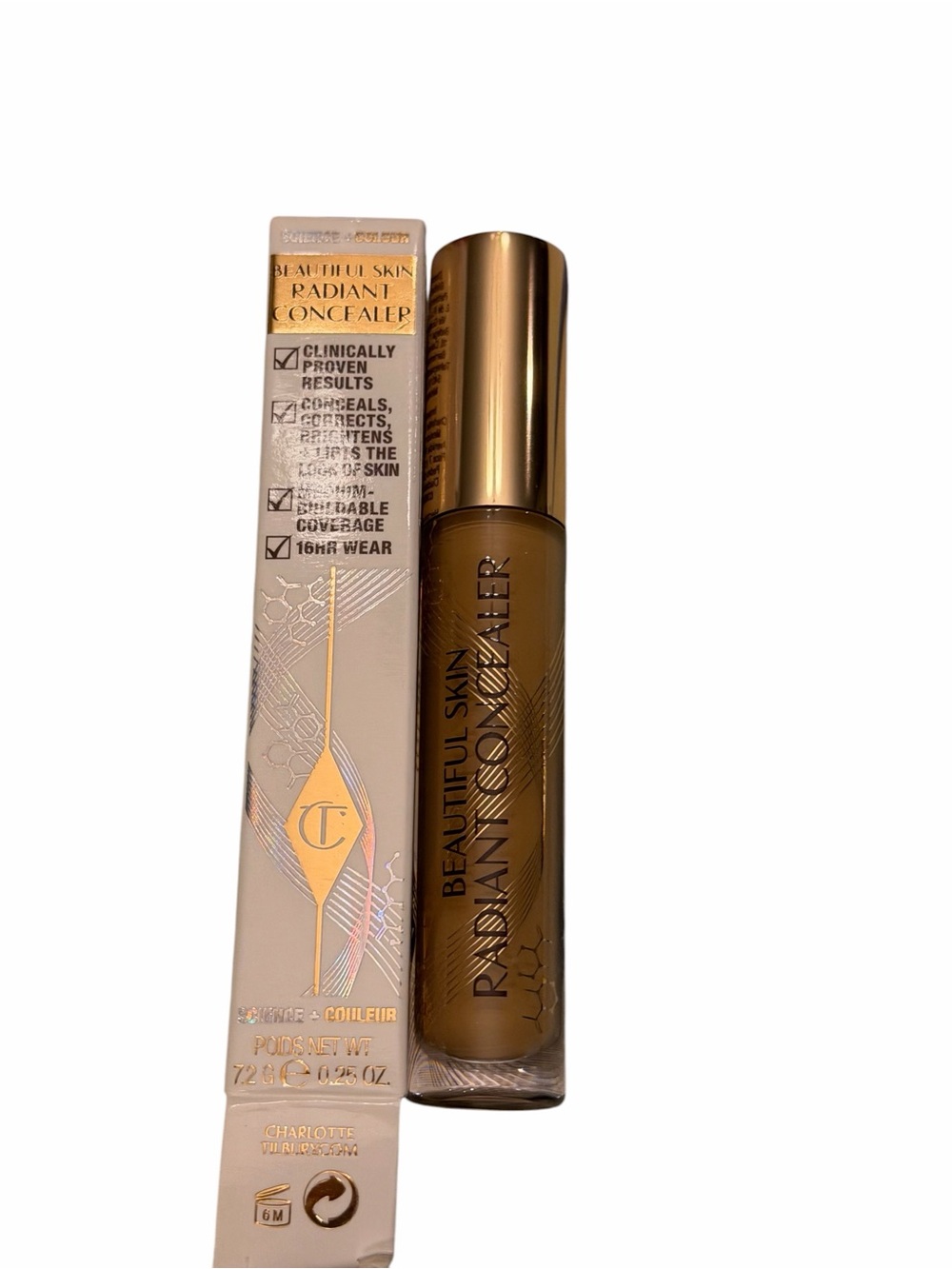 Charlotte Tilbury Beautiful Skin Radiant Concealer 12 Tan 0.25 oz NEW Makeup